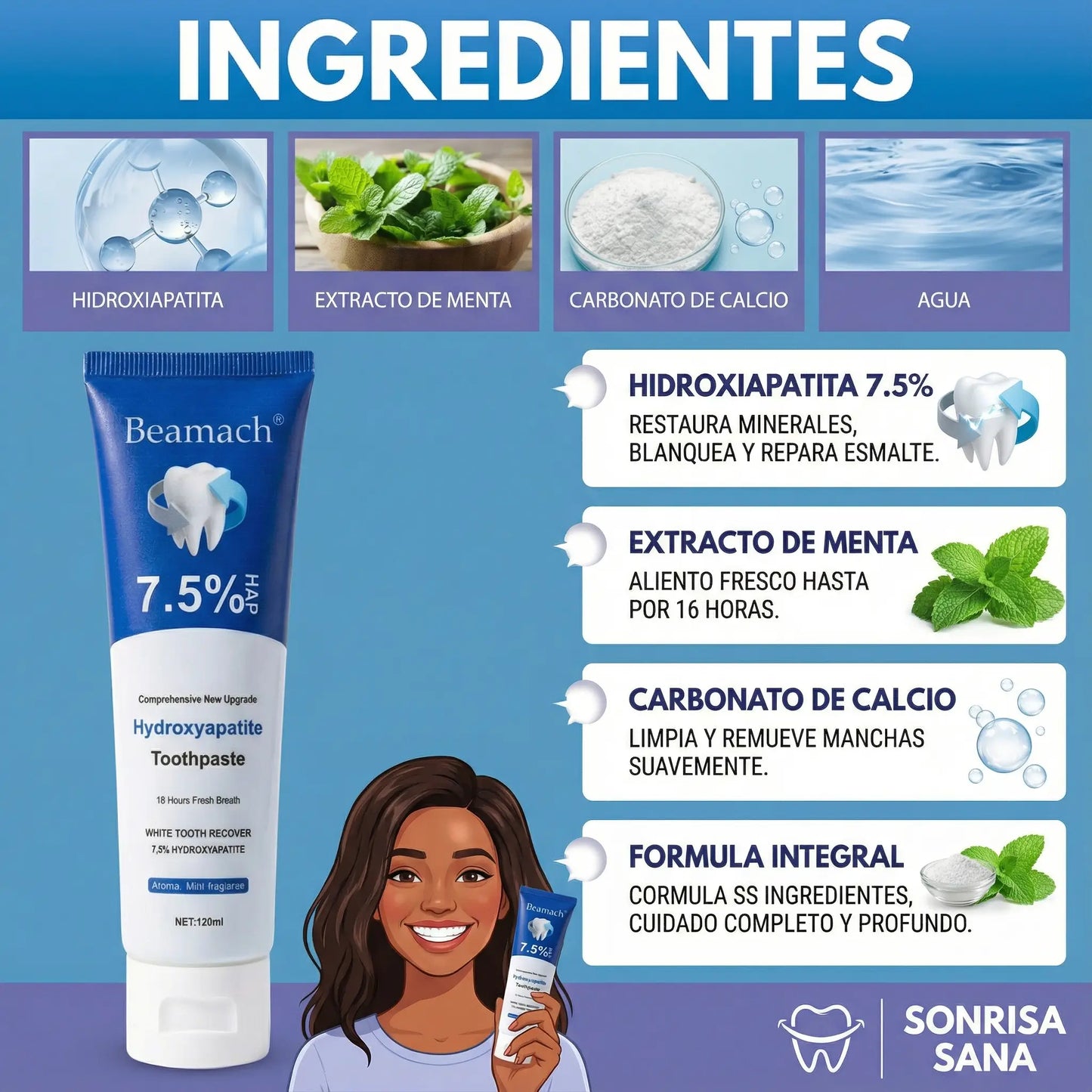 Beamach Hydroxyapatite® - Blanqueamiento Y Protección Del Esmalte 120 ml